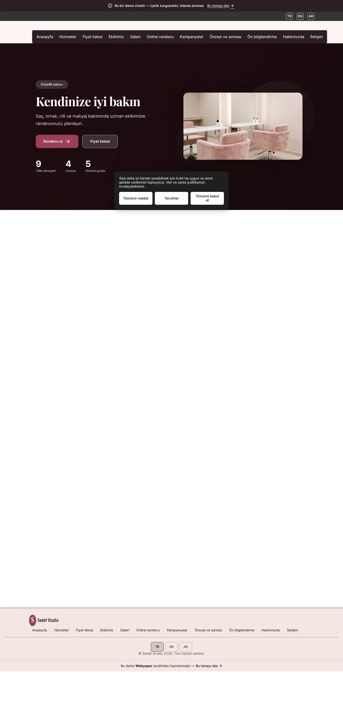Sedef Studio — desktop screenshot