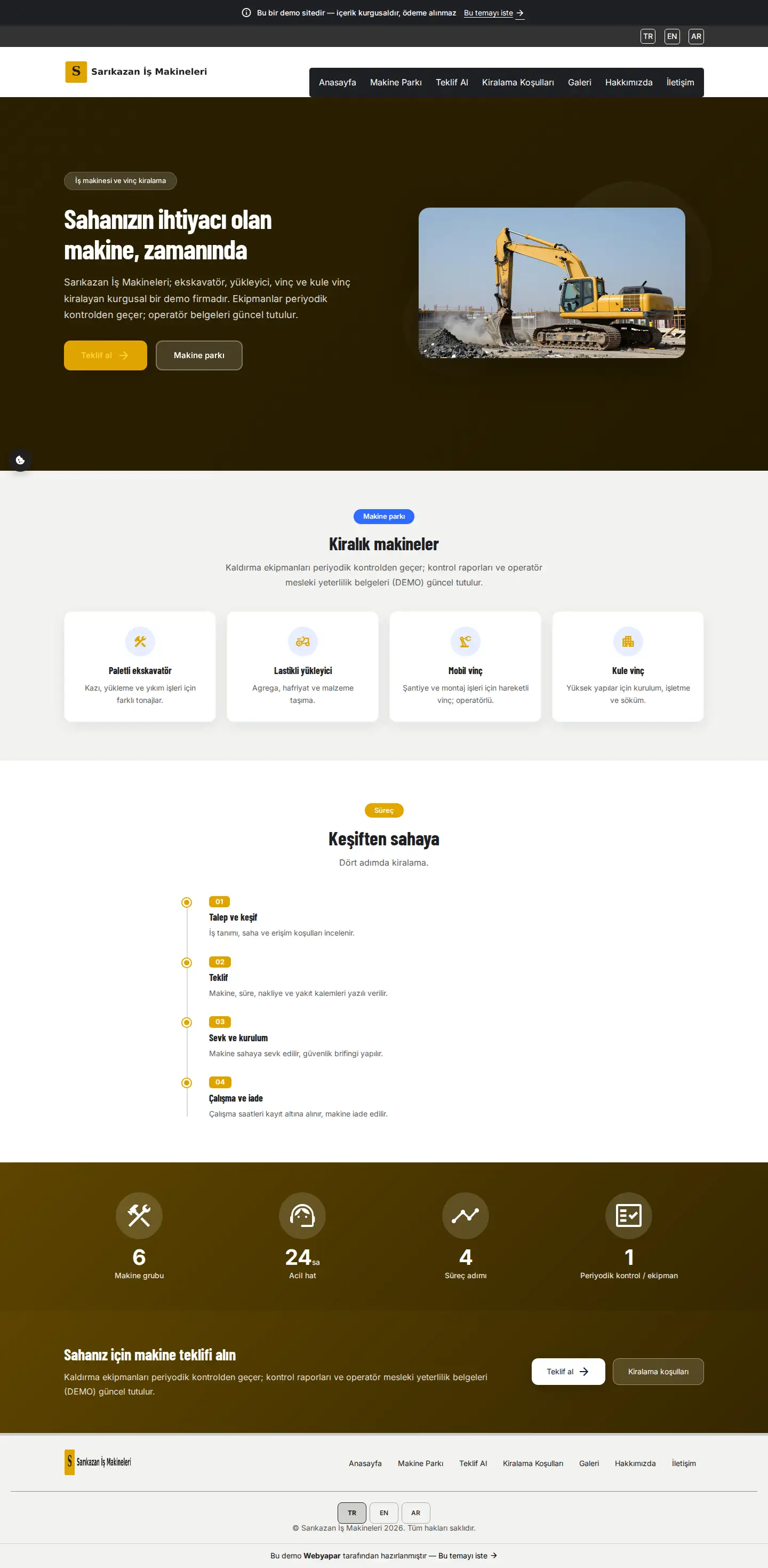 Sarıkazan İş Makineleri — desktop screenshot